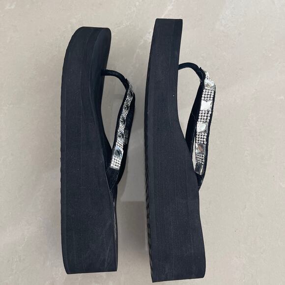 Yellow Box Sabbi Crystal Rhinestone Flip Flops Wedge Sandals Womens 8M - Picture 7 of 12